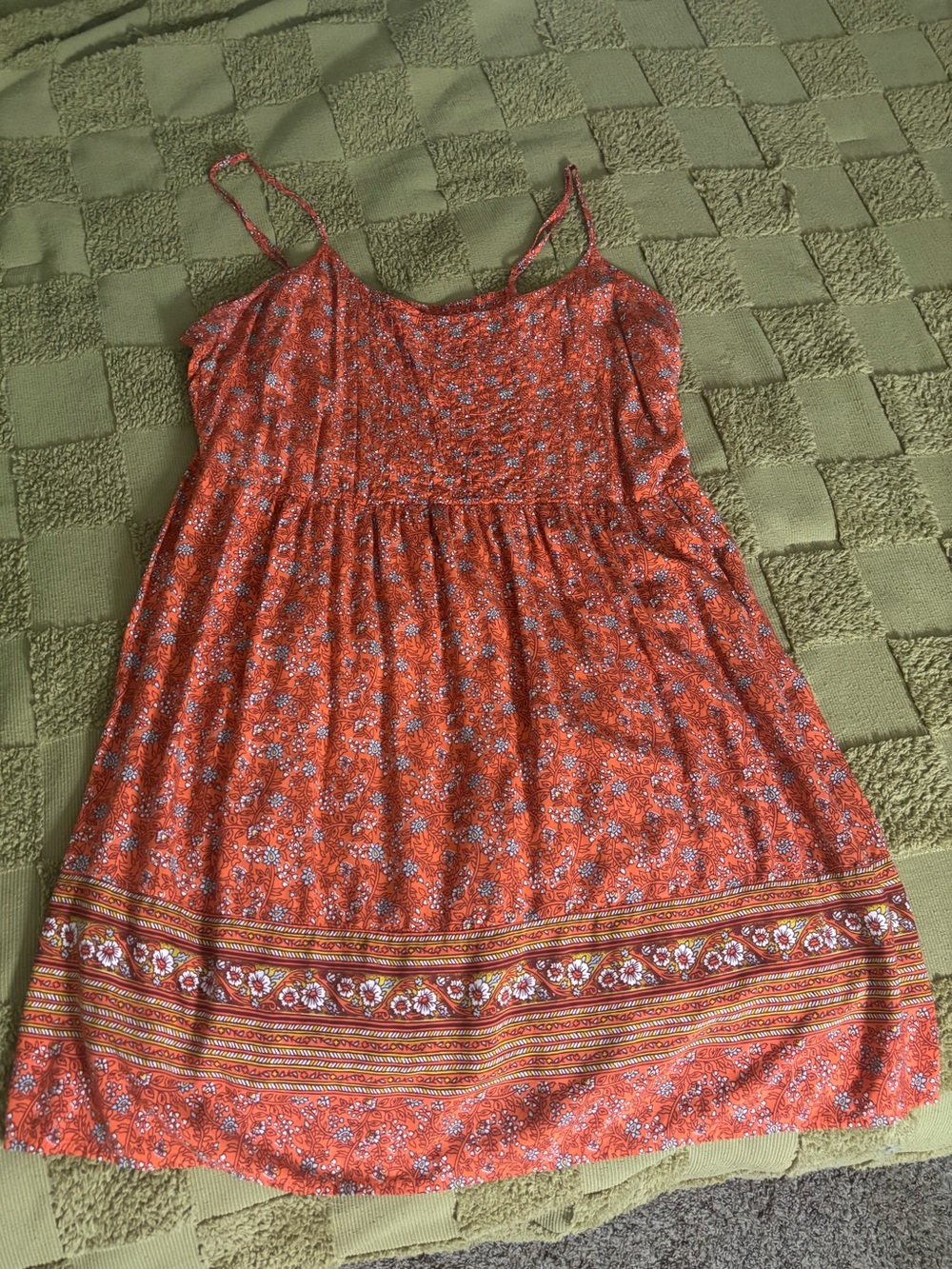 Old Navy Orange Floral Smocked Sundress